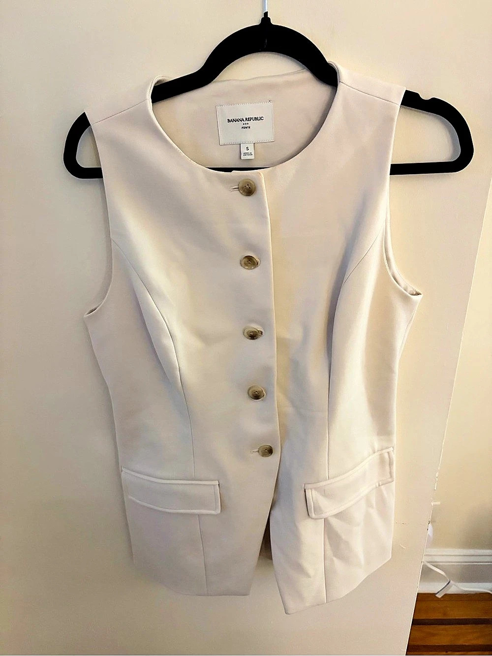 Banana Republic Ponte Cutaway Vest White Small